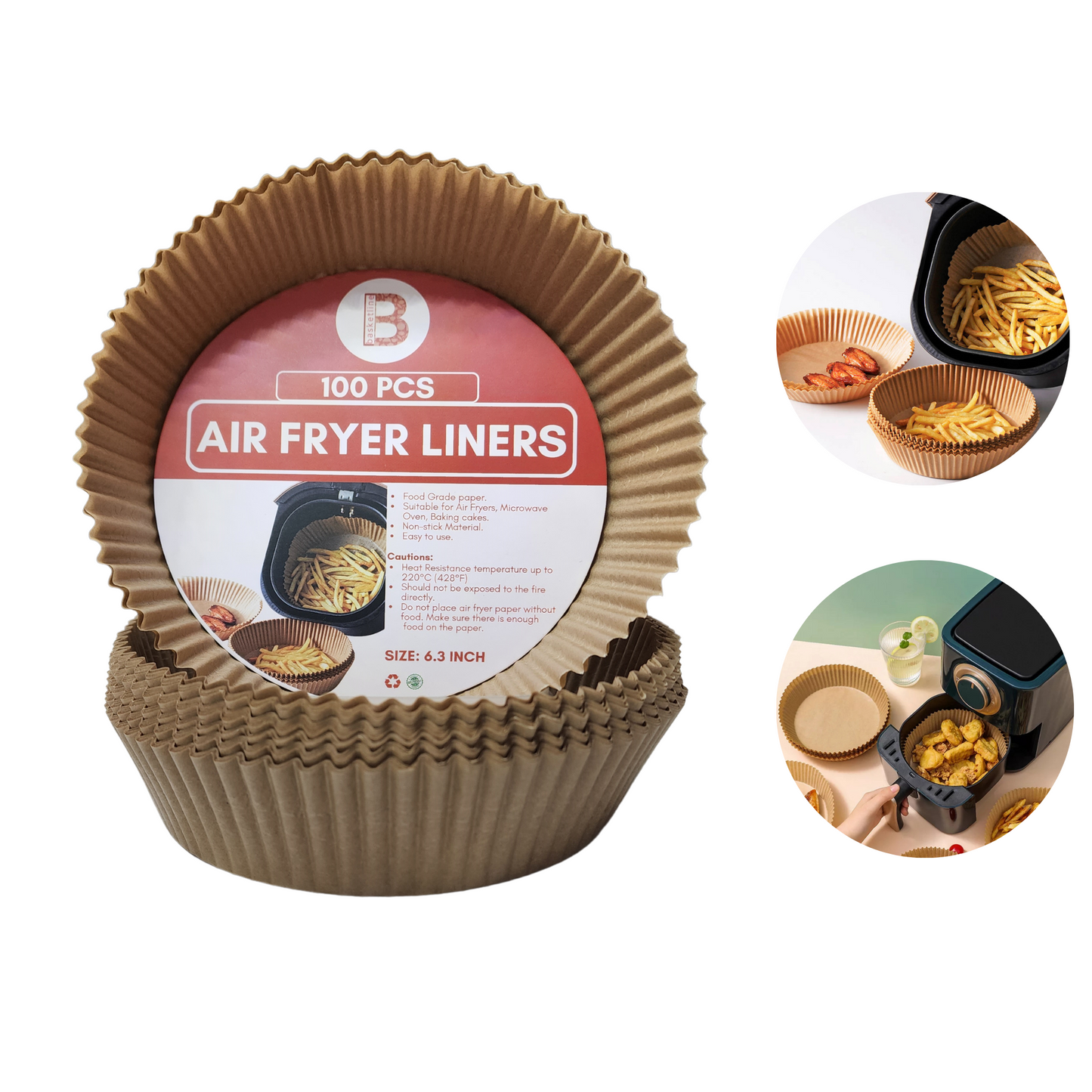 Air Fryer Parchment Paper Liners - Non-Stick, Waterproof, Heat Resistant